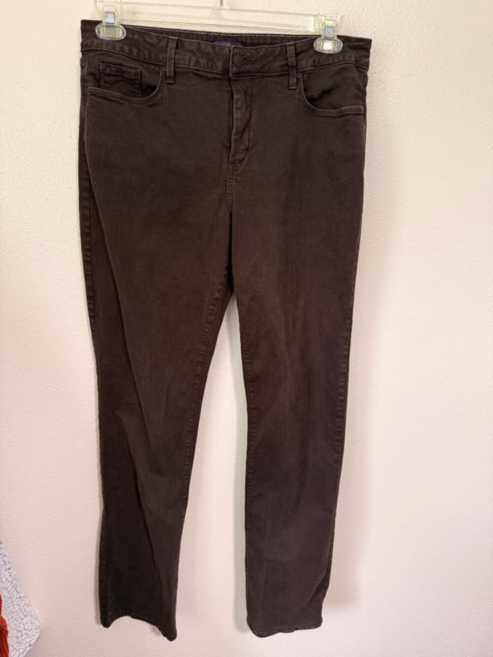 NYDJ Not Your Daughters Jeans Brown Denim Straight Womans 14